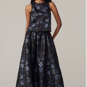 Anthropologie Floral Jacquard A-Line Midi Set NWT